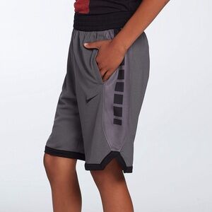 Nike Elite Gray Boys Basketball Shorts Dri Fit Size M